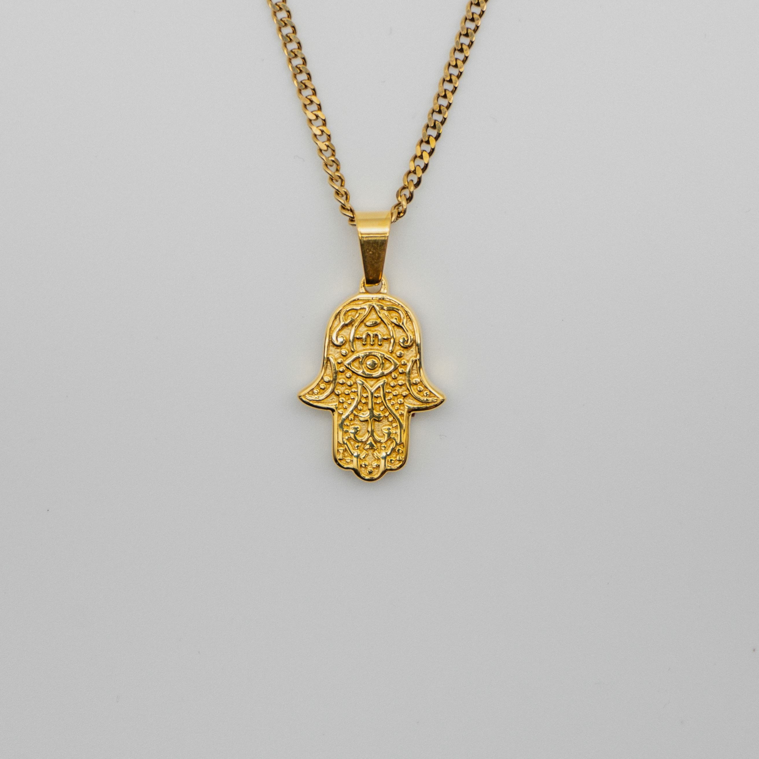 18K Gold Plated Brass Necklace with Hamsa Hand Pendant - Protective and  Elegant Jewelry – Buddha Groove