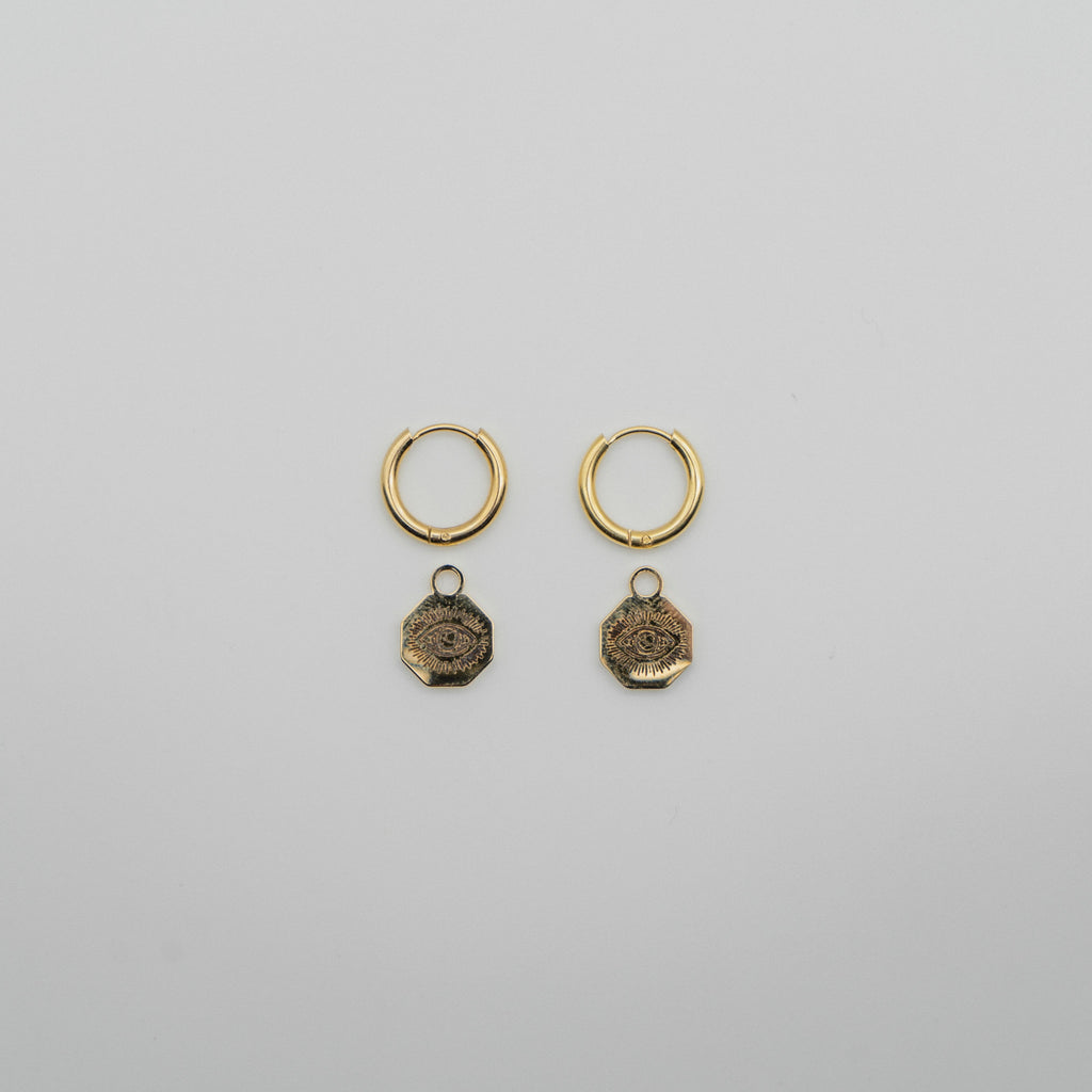 Illuminati Earrings - Gold Earrings Midnight City Jewellery 